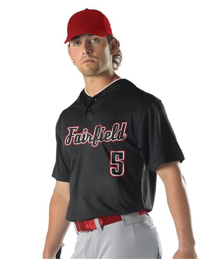 Youth Two Button Mesh Baseball Jersey With Piping [52MTHJY]