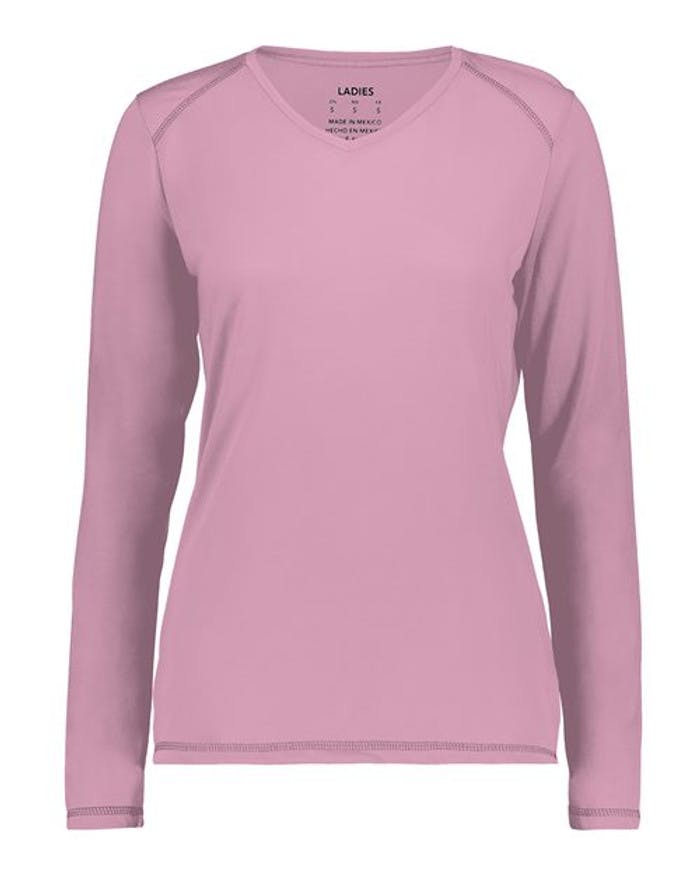 Women's Super Soft-Spun Poly Long Sleeve V-Neck T-Shirt [6847]
