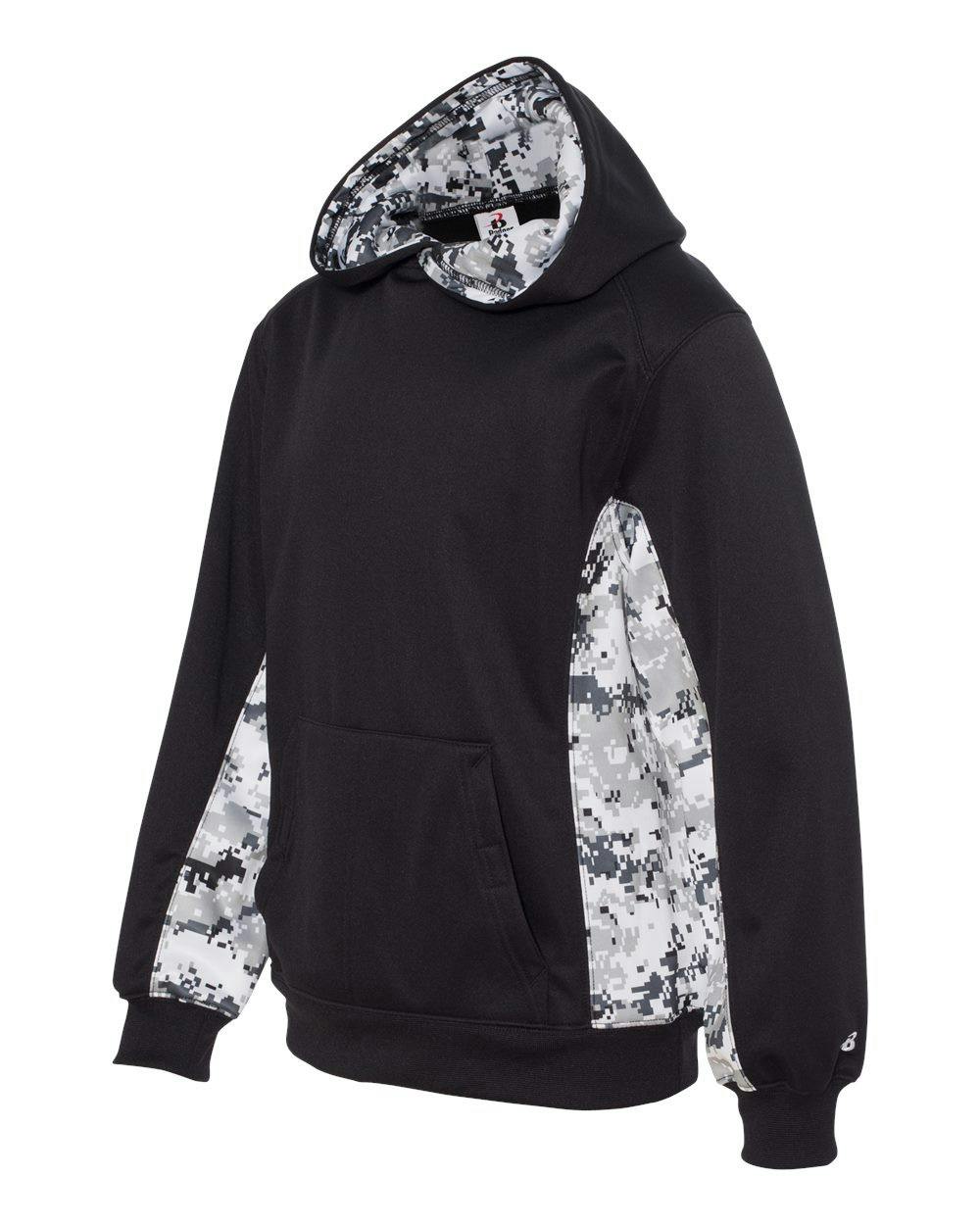 Youth Digital Camo Colorblock Performance Fleece Hooded Sweatshirt [2464]