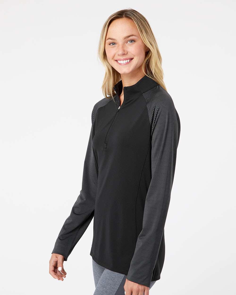 Women's Stripe Block Quarter-Zip Pullover [A521]