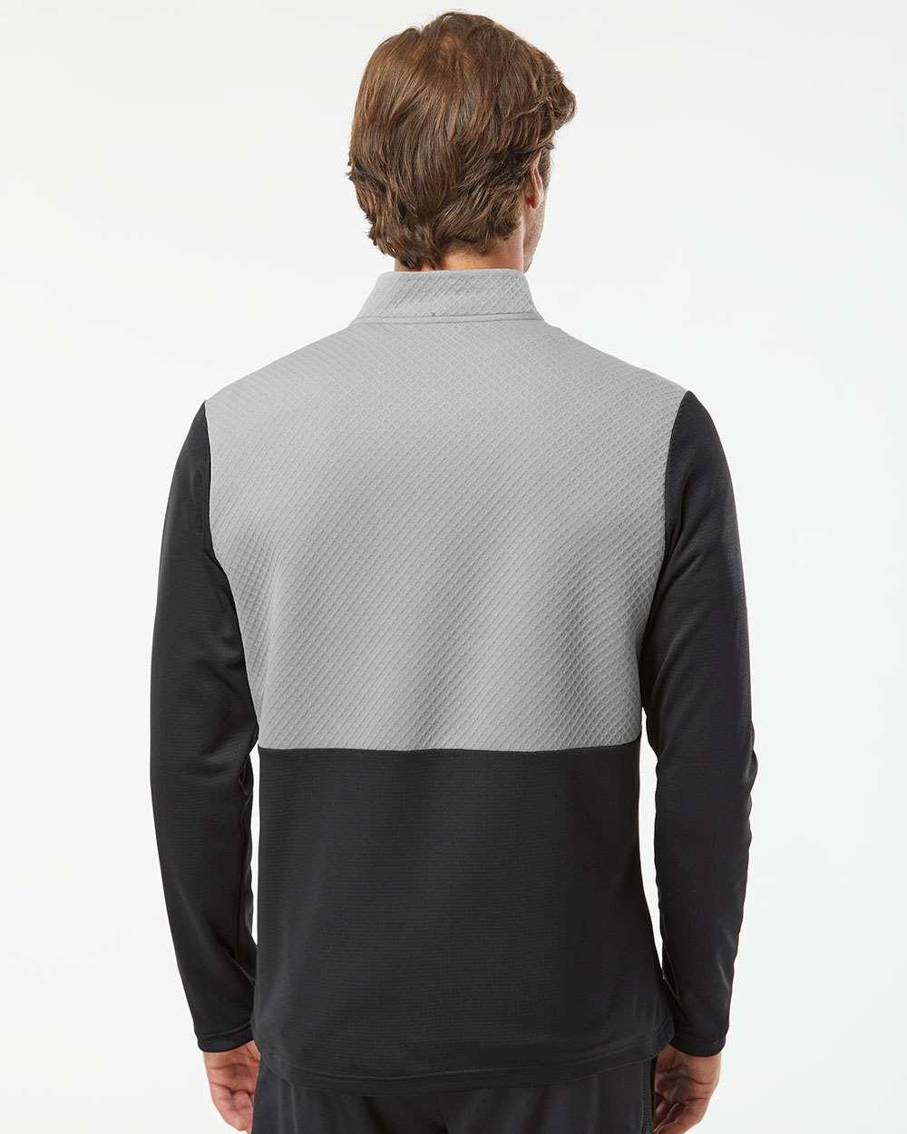 Textured Mixed Media Quarter-Zip Pullover [A532]