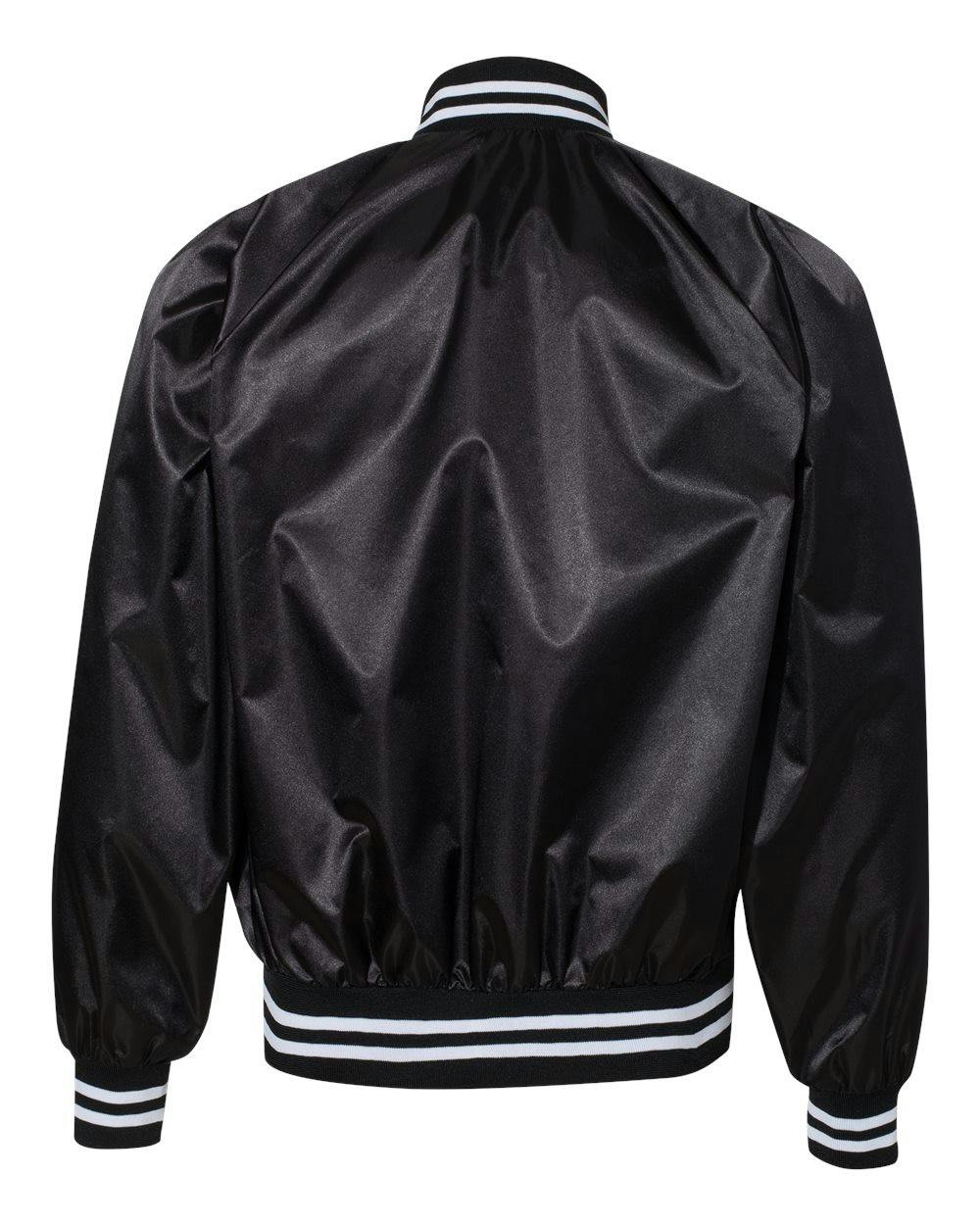 Satin Baseball Jacket Striped Trim [3610]