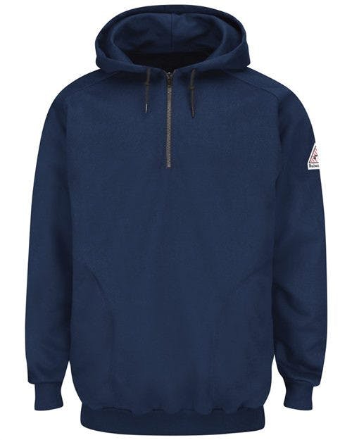 Pullover Hooded Fleece Sweatshirt Quarter-Zip [SEH8]