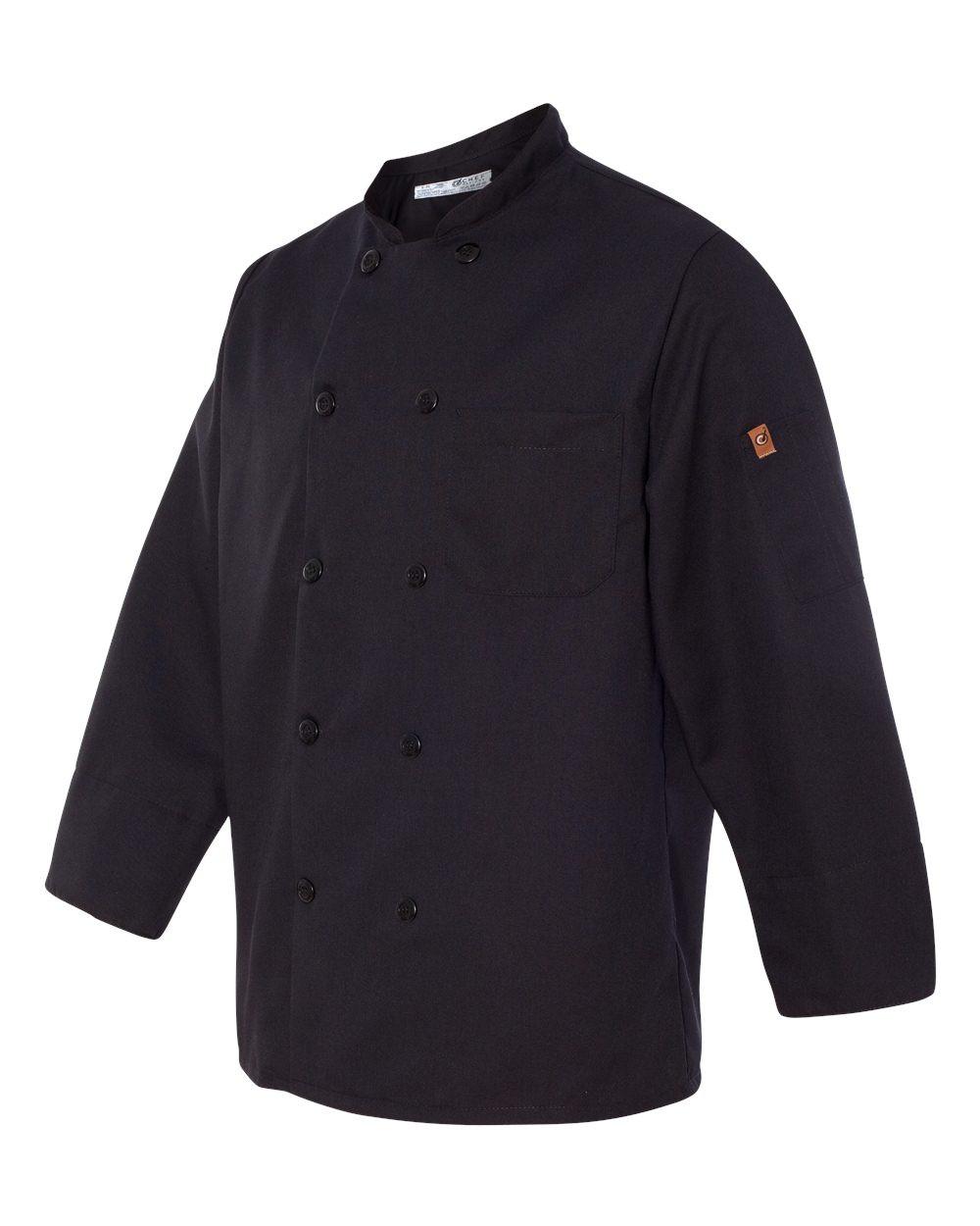 Ten Pearl Button Black Chef Coat [0425]