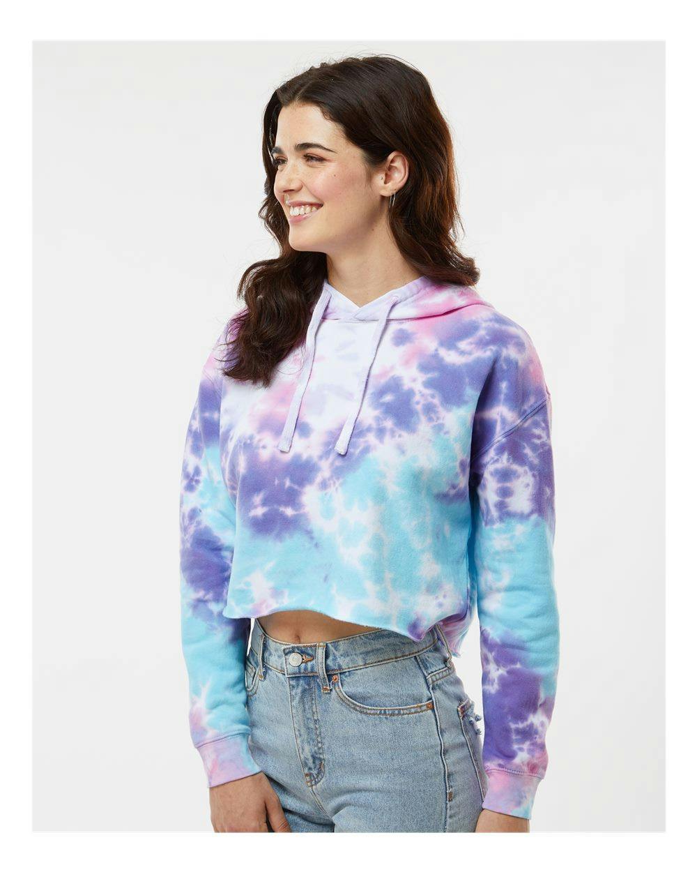 Women's Tie-Dyed Crop Hooded Sweatshirt [8333]