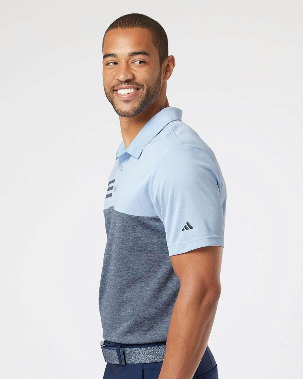 Heathered Colorblocked 3-Stripes Polo [A508]