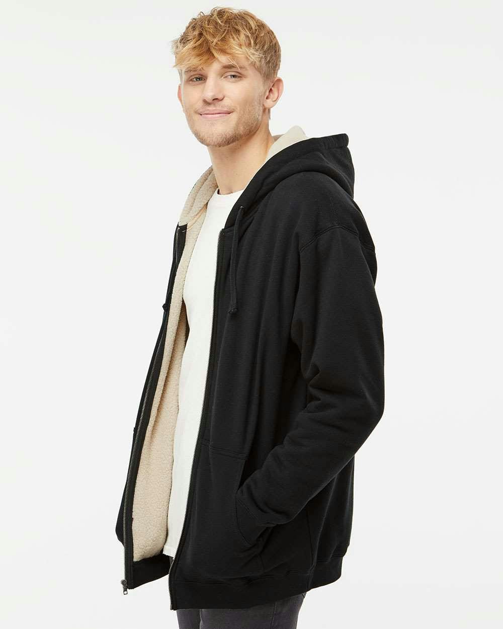 Sherpa-Lined Full-Zip Hooded Sweatshirt [EXP40SHZ]