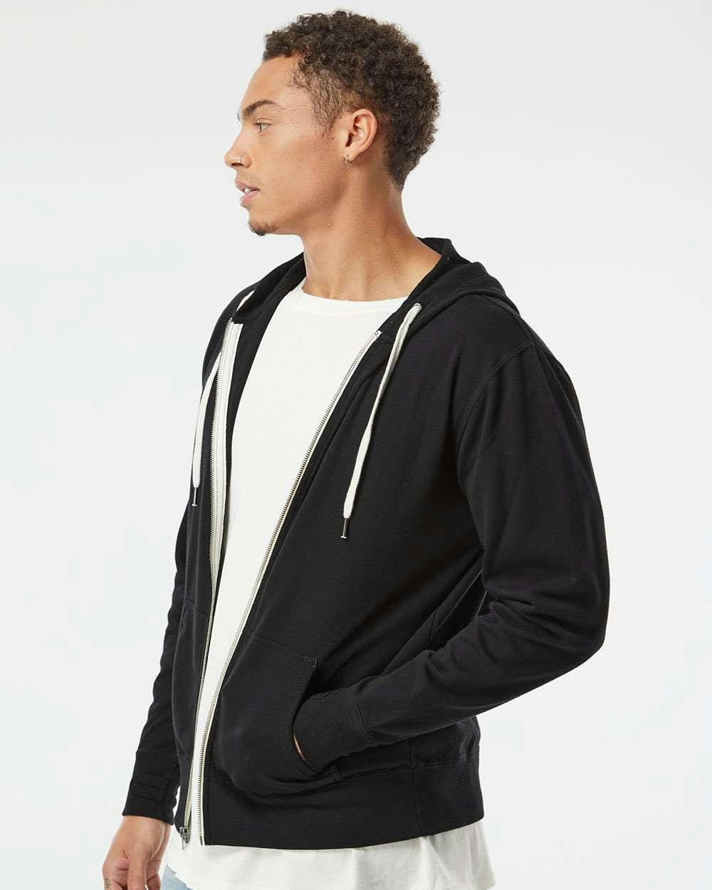 Heathered French Terry Full-Zip Hooded Sweatshirt [PRM90HTZ]