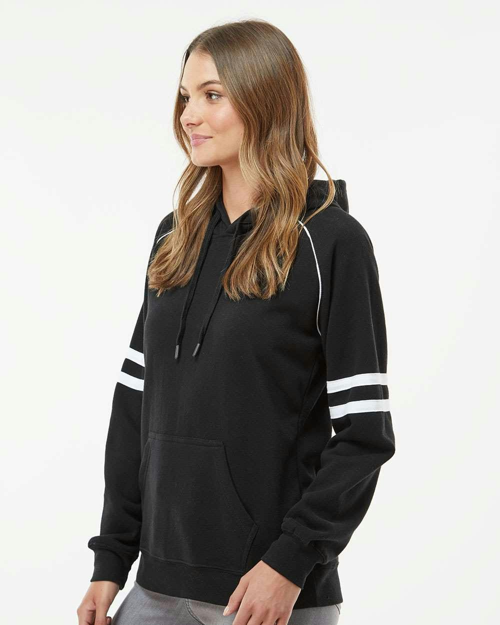 Women's Varsity Fleece Piped Hooded Sweatshirt [8645]