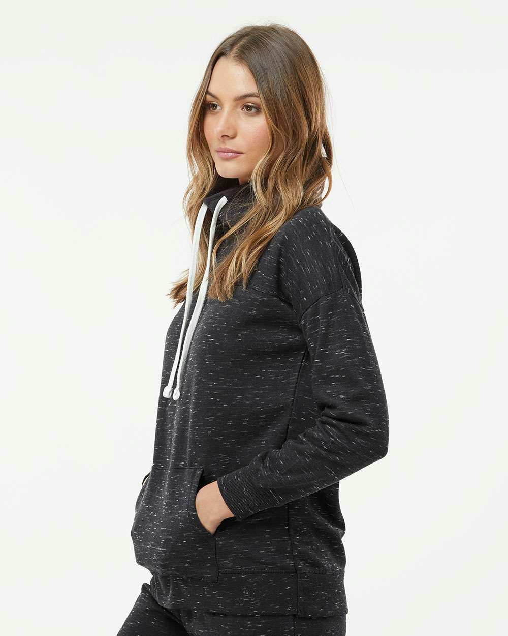 Women’s Mélange Fleece Cowl Neck Sweatshirt [8673]