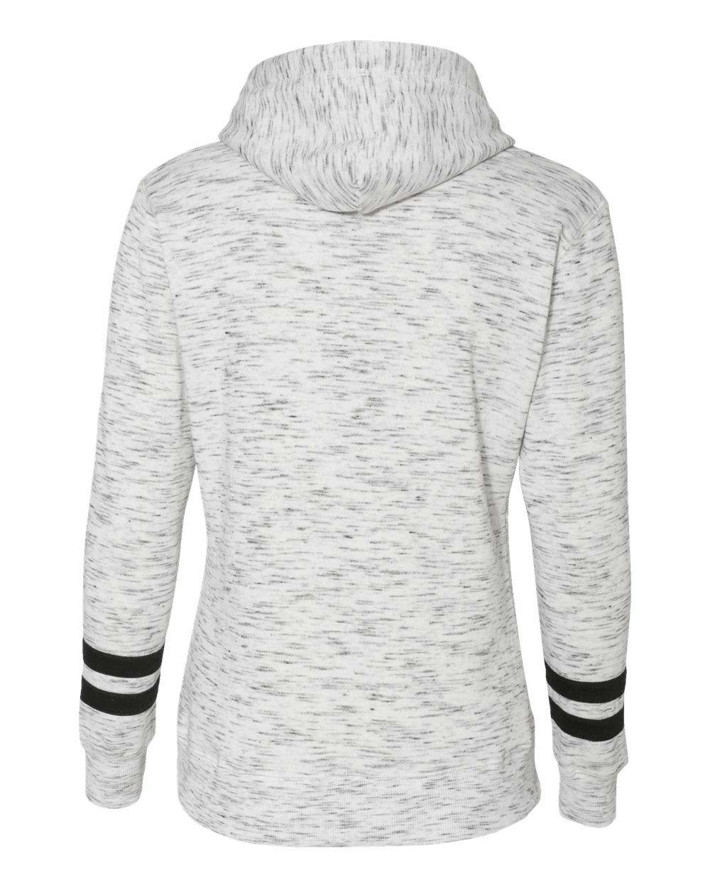 Women’s Mélange Fleece Striped-Sleeve Hooded Sweatshirt [8674]