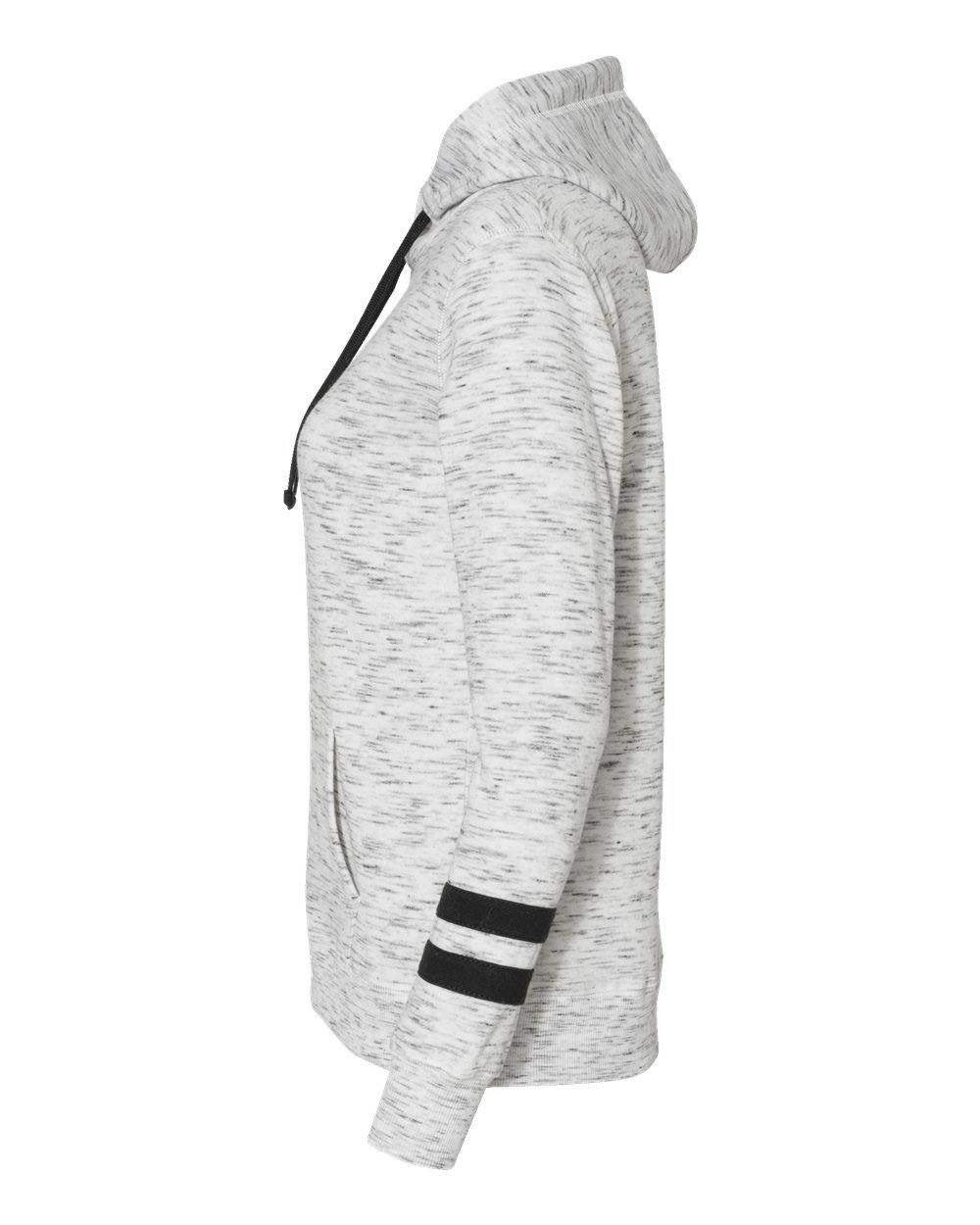 Women’s Mélange Fleece Striped-Sleeve Hooded Sweatshirt [8674]