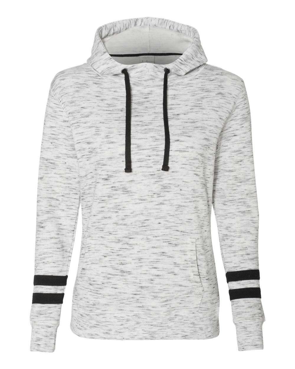 Women’s Mélange Fleece Striped-Sleeve Hooded Sweatshirt [8674]