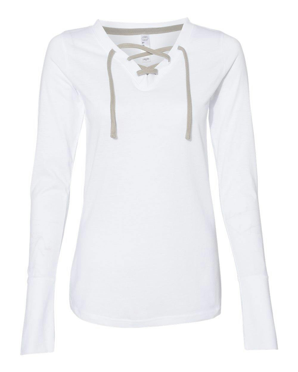 Women's Fine Jersey Lace-Up Long Sleeve T-Shirt [3538]