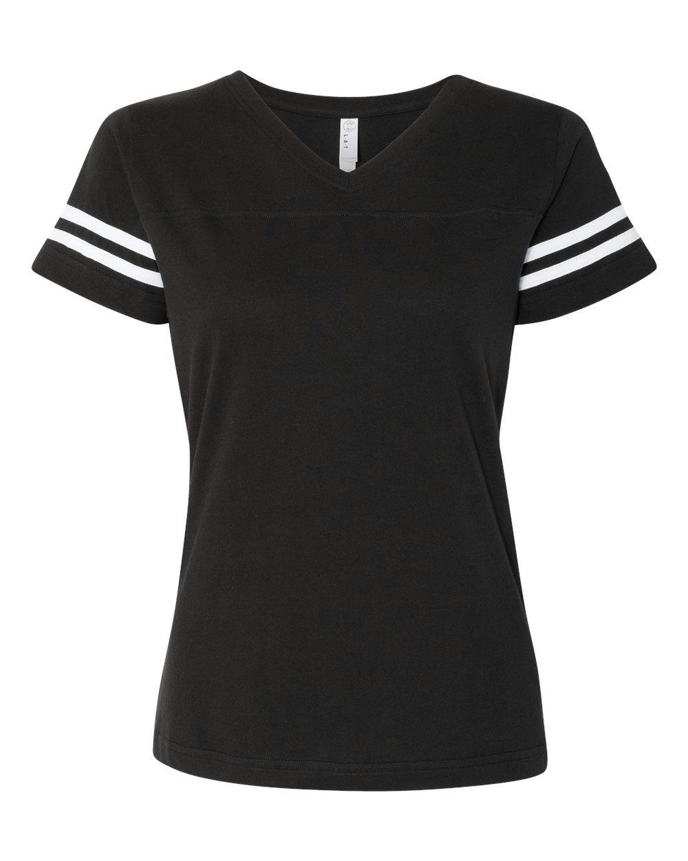 Women's Football V-Neck Fine Jersey Tee [3537]