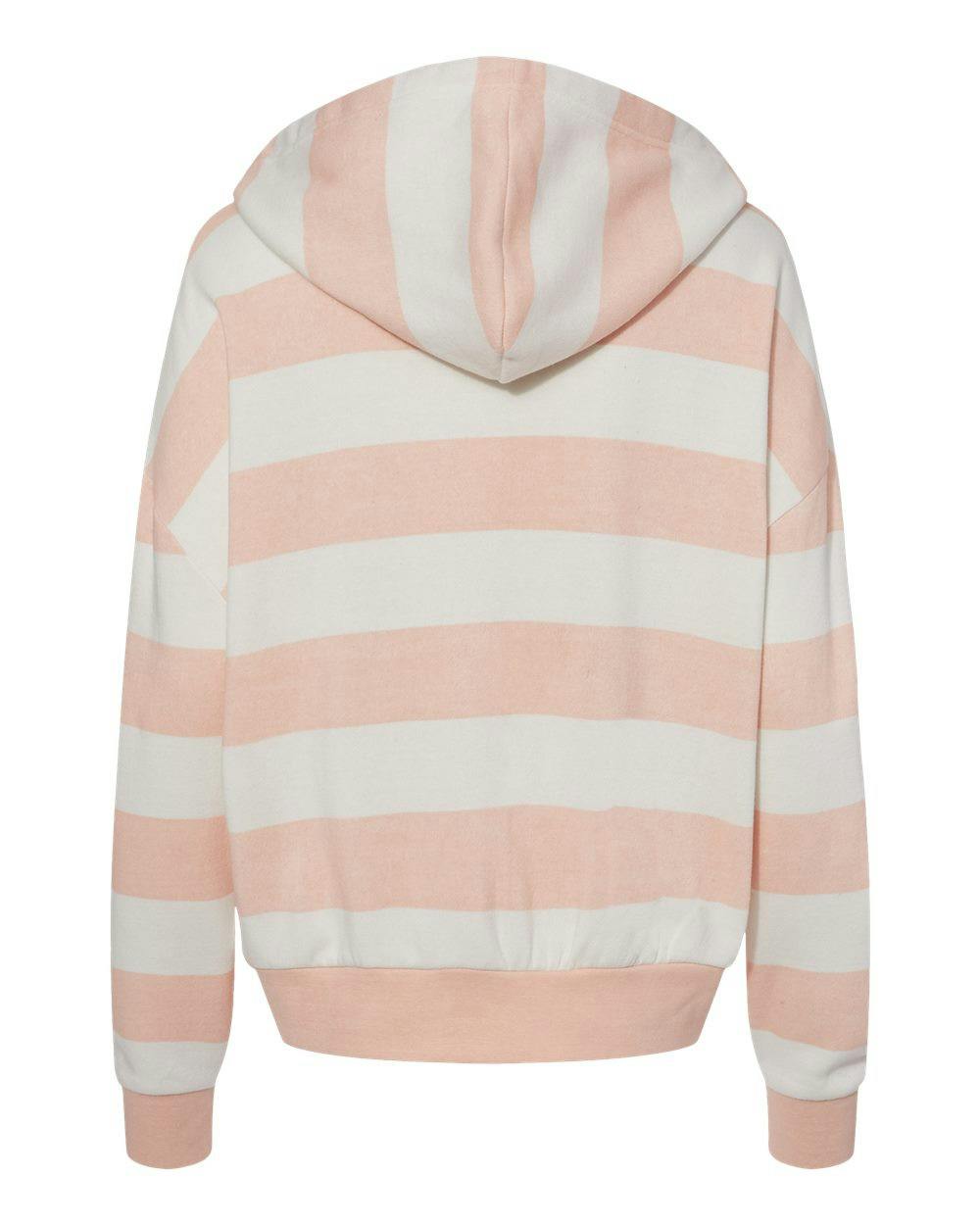 Women's Striped Fleece Boxy Hooded Sweatshirt [W21721]