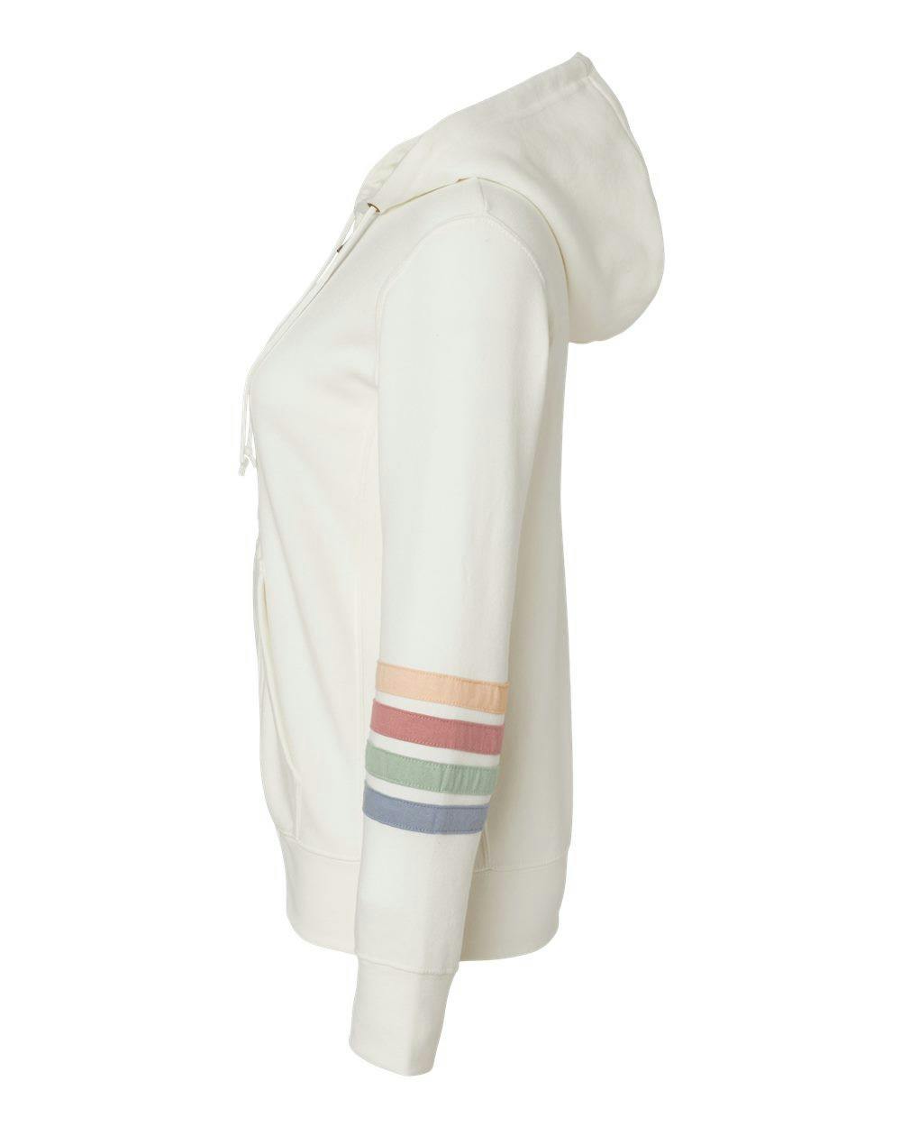 Women's Striped Sleeves Full-Zip Hooded Sweatshirt [W22732]