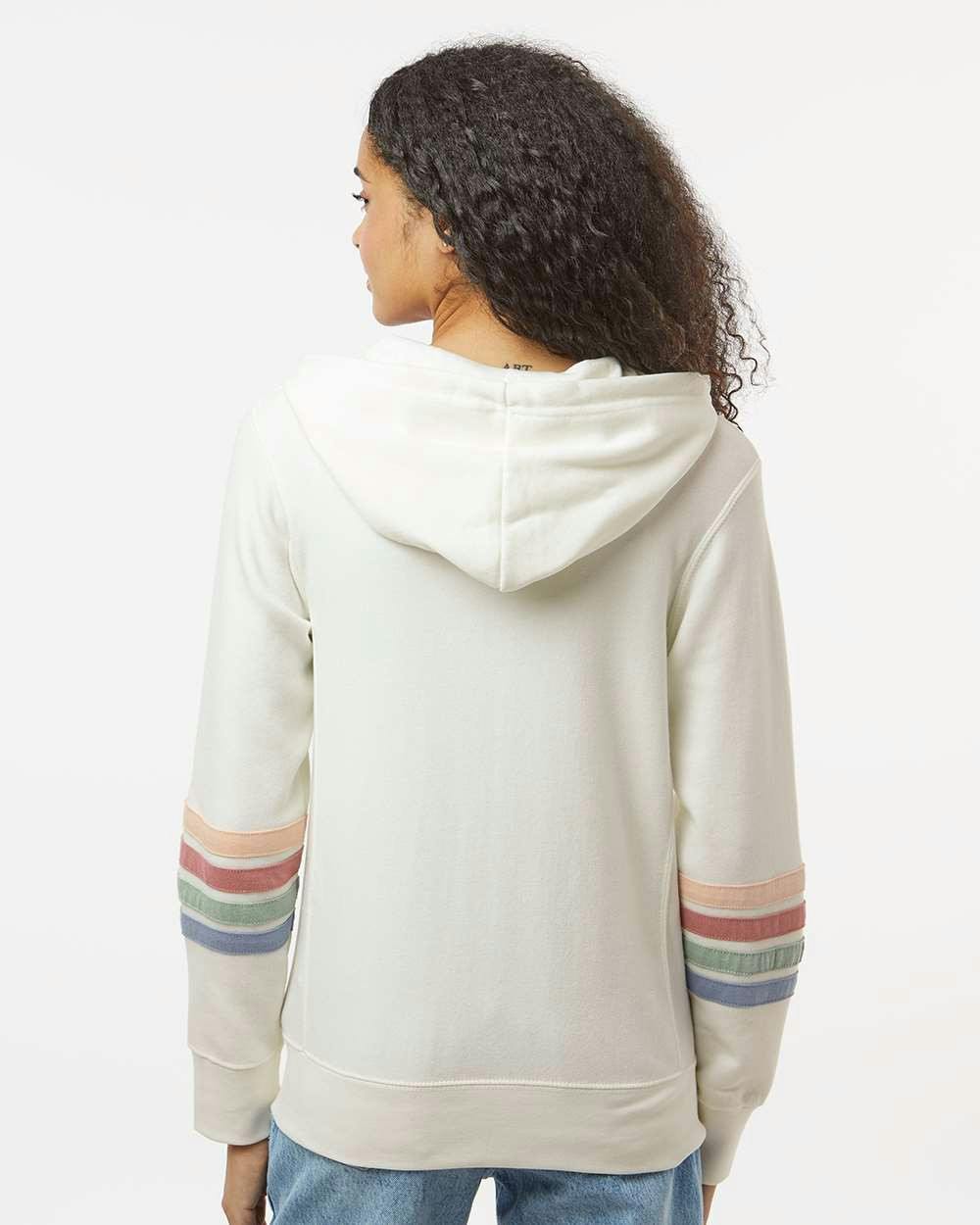 Women's Striped Sleeves Full-Zip Hooded Sweatshirt [W22732]