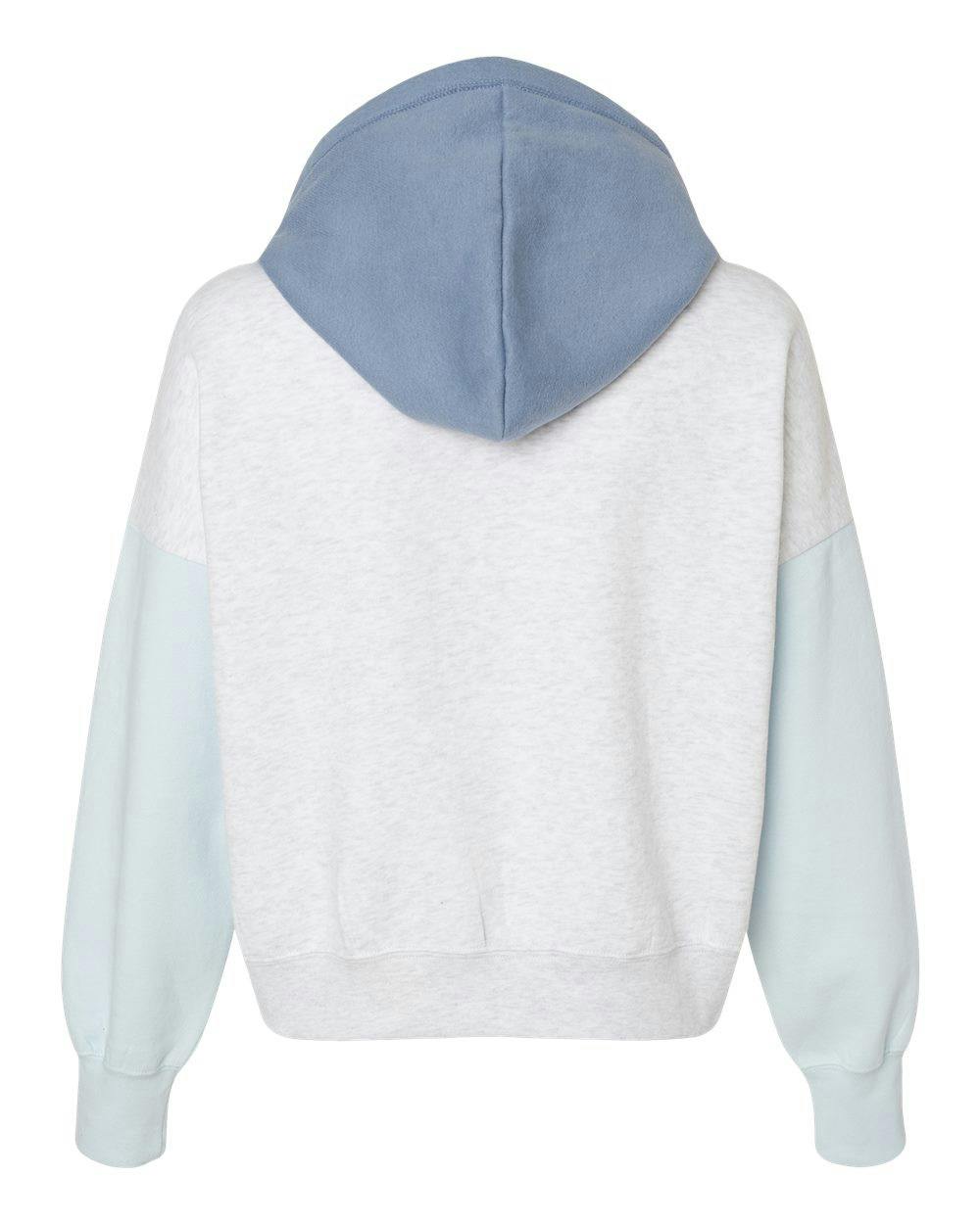 Women's Sueded Fleece Colorblocked Crop Hooded Sweatshirt [W23716]