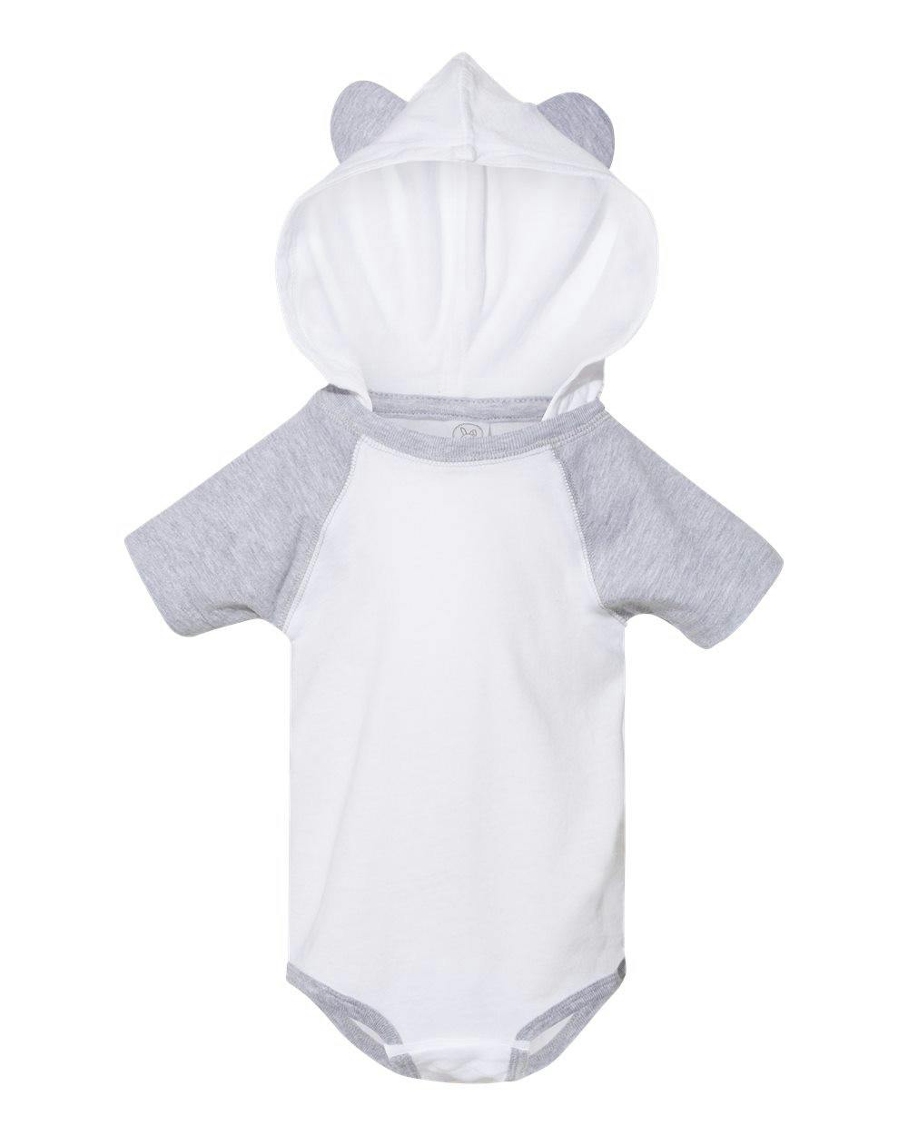 Fine Jersey Infant Short Sleeve Raglan Bodysuit with Hood & Ears [4417]