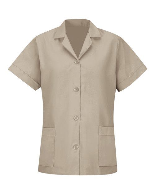 Women's Loose Fit Short Sleeve Button Smock [TP23]