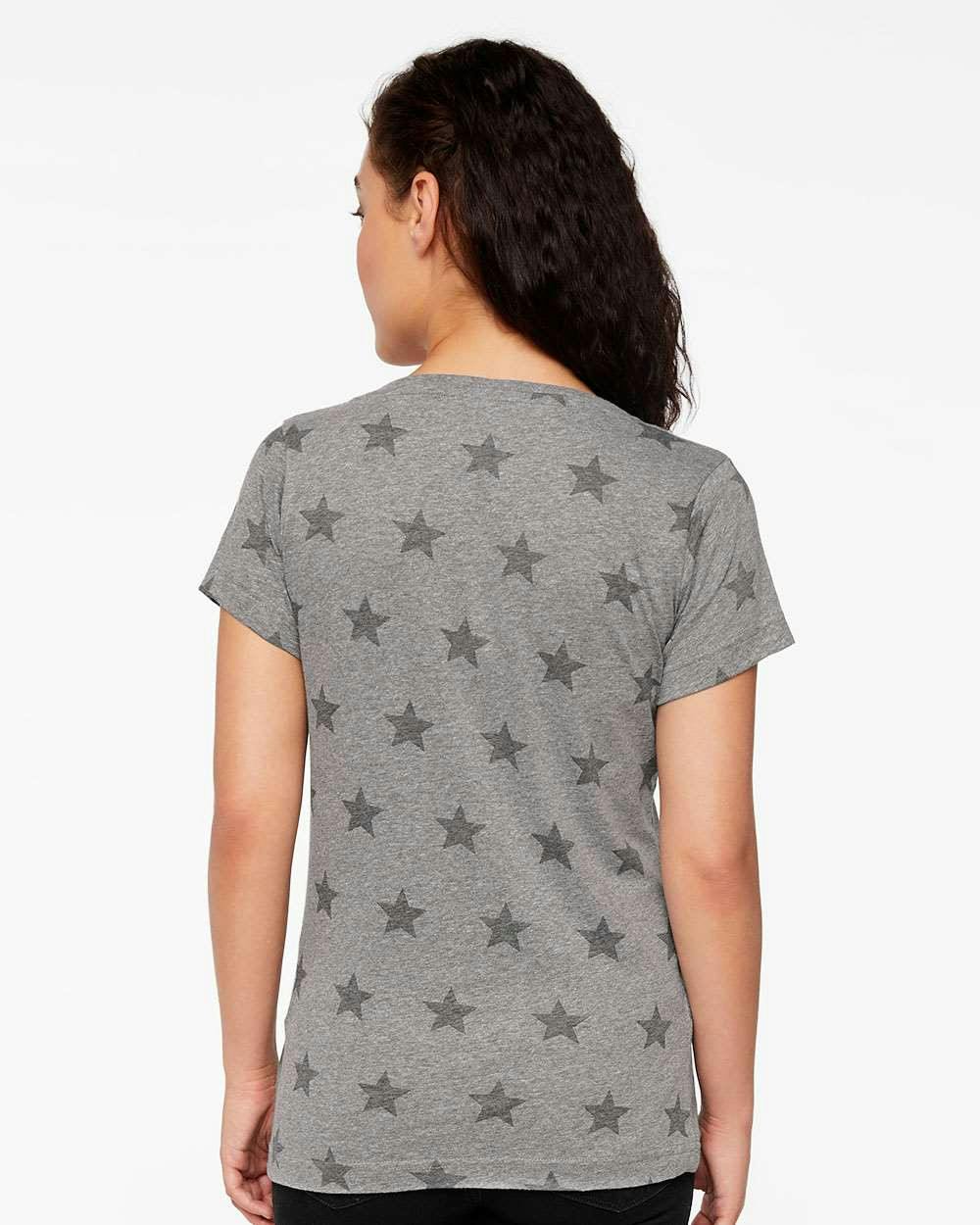 Women's Star Print Scoop Neck Tee [3629]