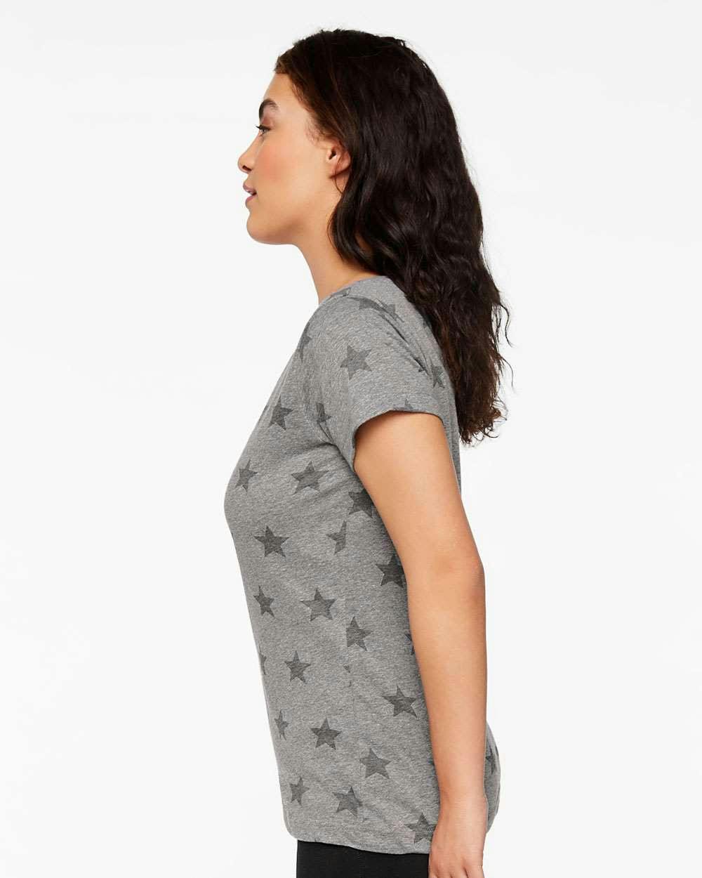 Women's Star Print Scoop Neck Tee [3629]