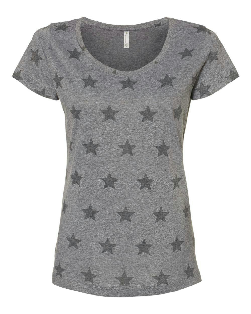 Women's Star Print Scoop Neck Tee [3629]