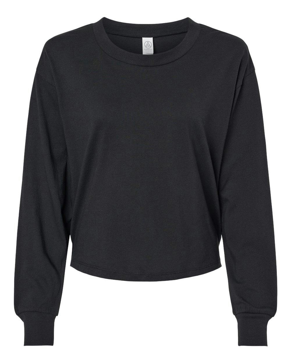 Women's Cotton Jersey Long Sleeve Crop Tee [1176]