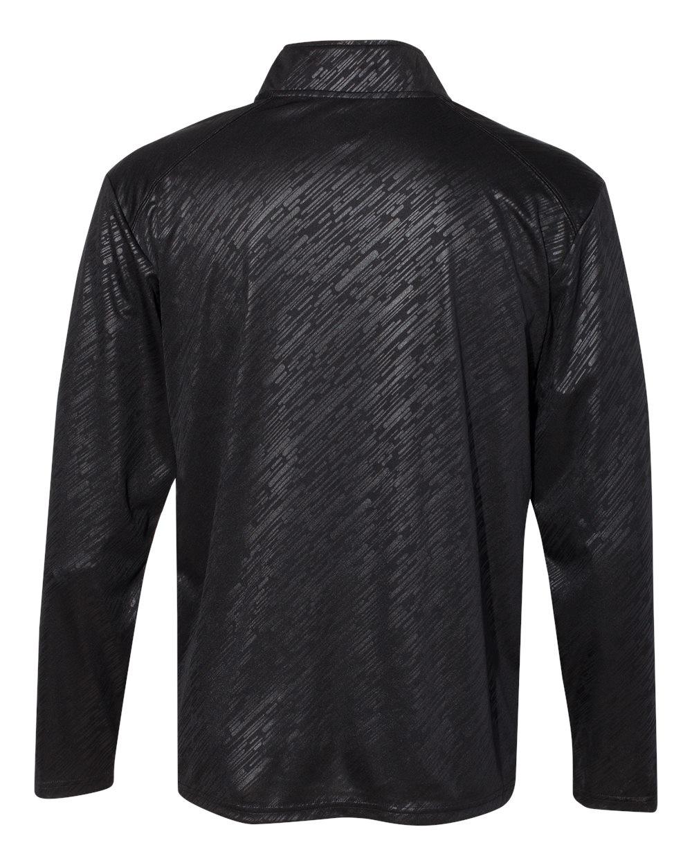 Line Embossed Quarter-Zip Long Sleeve T-Shirt [4134]