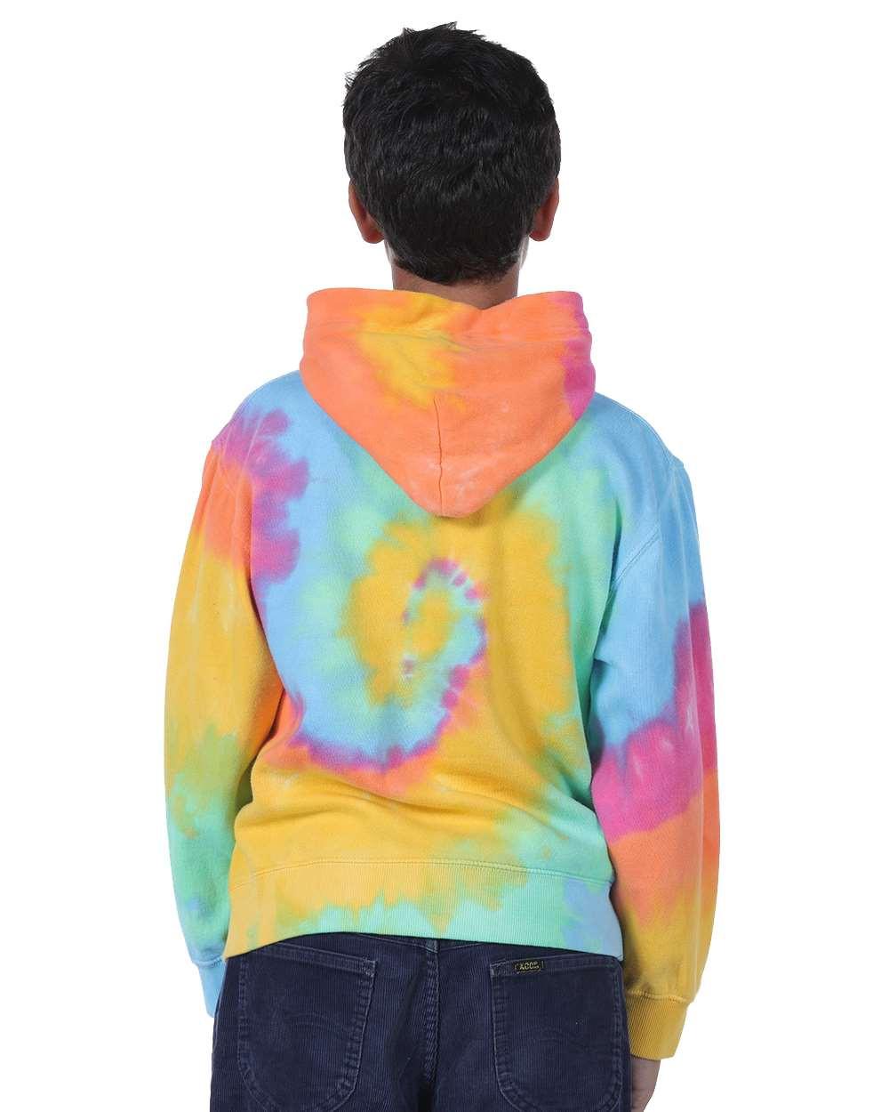 Youth Multi-Color Swirl Hooded Tie-Dyed Sweatshirt [854BMS]