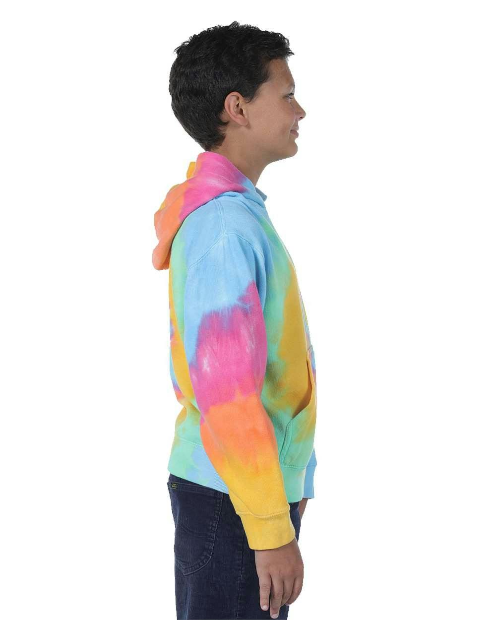 Youth Multi-Color Swirl Hooded Tie-Dyed Sweatshirt [854BMS]