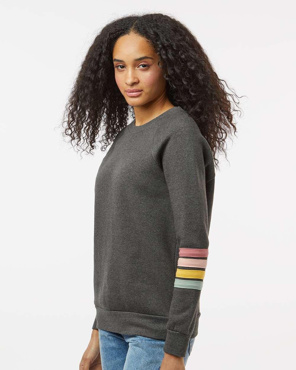 Women's Striped Sleeves Crewneck Sweatshirt [W23152]