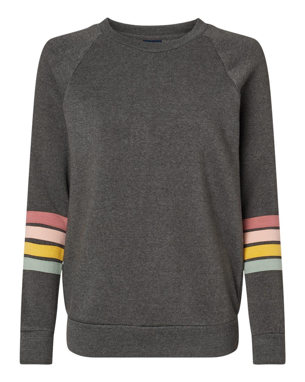 Women's Striped Sleeves Crewneck Sweatshirt [W23152]