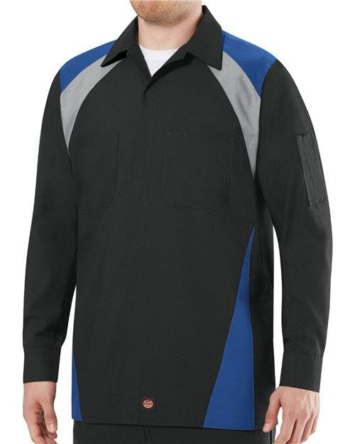 Long Sleeve Tri-Color Shop Shirt - Tall Sizes [SY18T]