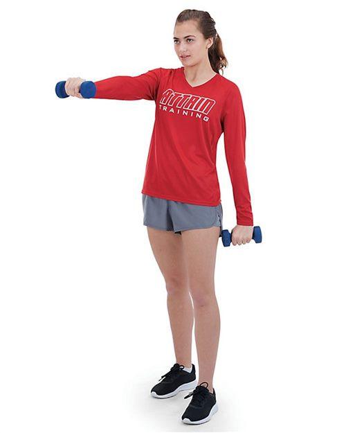 Women's Attain Wicking Long Sleeve V-Neck T-Shirt [2797]